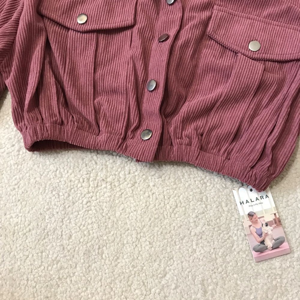 Halara Cropped Corduroy Jacket Deco Rose Pink Size M - Picture 7 of 13